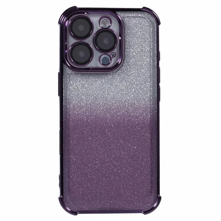 For iPhone 16 Pro Max Case Electroplating Clear TPU Phone Cover with Lens Film and Glitter Card