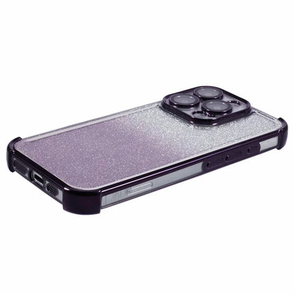 For iPhone 16 Pro Max Case Electroplating Clear TPU Phone Cover with Lens Film and Glitter Card