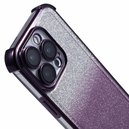 For iPhone 16 Pro Max Case Electroplating Clear TPU Phone Cover with Lens Film and Glitter Card