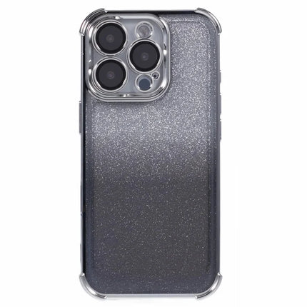 For iPhone 16 Pro Max Case Electroplating Clear TPU Phone Cover with Lens Film and Glitter Card
