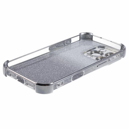 For iPhone 16 Pro Max Case Electroplating Clear TPU Phone Cover with Lens Film and Glitter Card