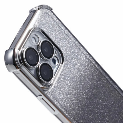 For iPhone 16 Pro Max Case Electroplating Clear TPU Phone Cover with Lens Film and Glitter Card