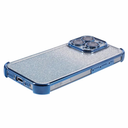 For iPhone 16 Pro Max Case Electroplating Clear TPU Phone Cover with Lens Film and Glitter Card
