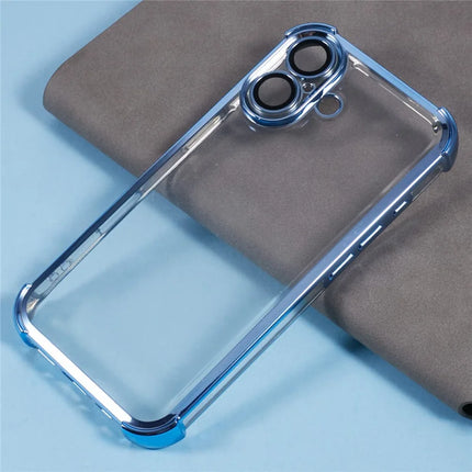 For iPhone 16 Plus Case Electroplating Clear TPU Phone Cover with Lens Film