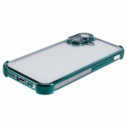 For iPhone 16 Plus Case Electroplating Clear TPU Phone Cover with Lens Film