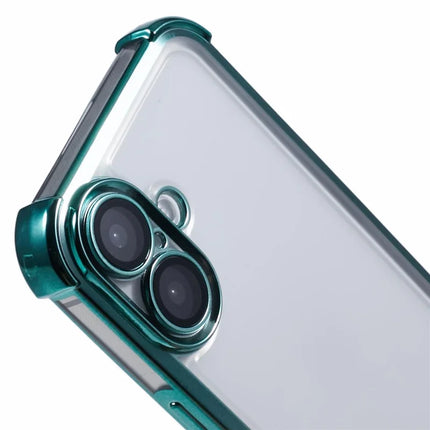 For iPhone 16 Plus Case Electroplating Clear TPU Phone Cover with Lens Film
