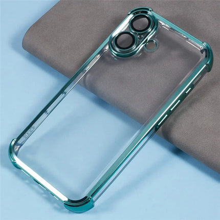 For iPhone 16 Plus Case Electroplating Clear TPU Phone Cover with Lens Film