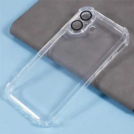 For iPhone 16 Plus Case Electroplating Clear TPU Phone Cover with Lens Film