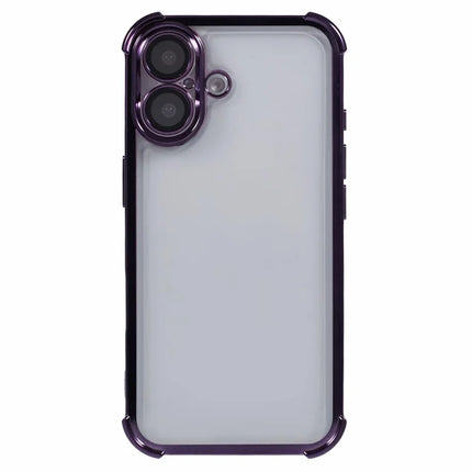 For iPhone 16 Plus Case Electroplating Clear TPU Phone Cover with Lens Film