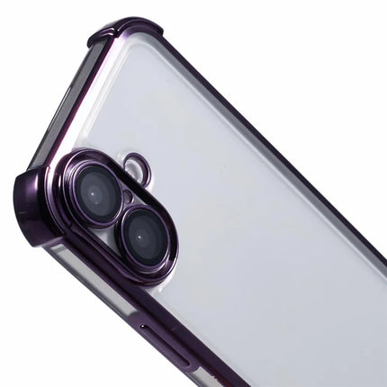 For iPhone 16 Plus Case Electroplating Clear TPU Phone Cover with Lens Film