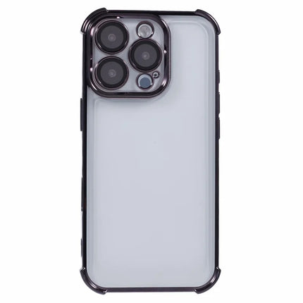 For iPhone 16 Pro Max Case Electroplating Clear TPU Phone Cover with Lens Film