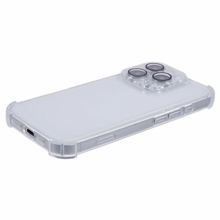 For iPhone 16 Pro Max Case Electroplating Clear TPU Phone Cover with Lens Film