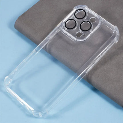 For iPhone 16 Pro Max Case Electroplating Clear TPU Phone Cover with Lens Film