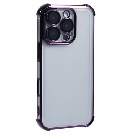 For iPhone 16 Pro Max Case Electroplating Clear TPU Phone Cover with Lens Film - Purple