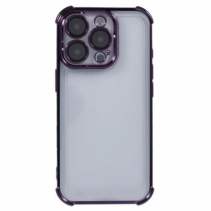 For iPhone 16 Pro Max Case Electroplating Clear TPU Phone Cover with Lens Film