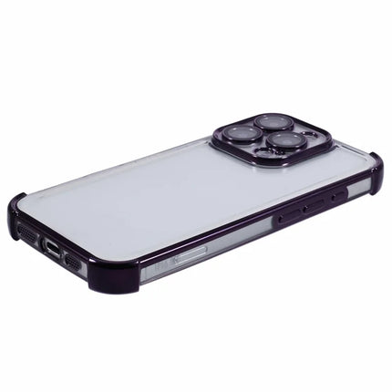 For iPhone 16 Pro Max Case Electroplating Clear TPU Phone Cover with Lens Film
