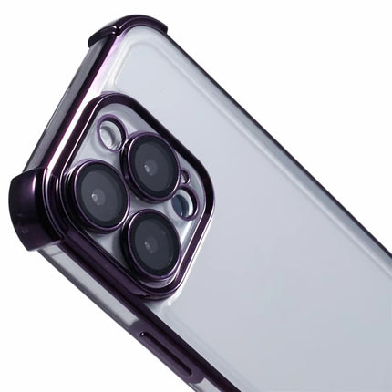 For iPhone 16 Pro Max Case Electroplating Clear TPU Phone Cover with Lens Film