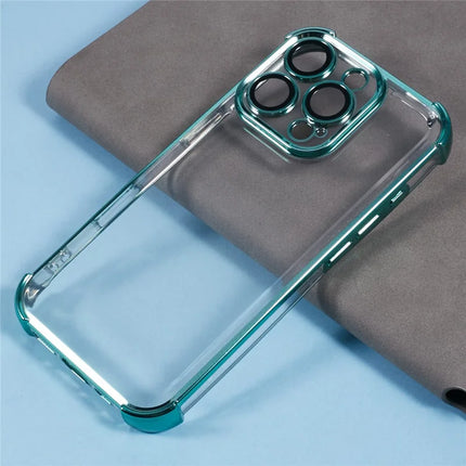 For iPhone 16 Pro Max Case Electroplating Clear TPU Phone Cover with Lens Film