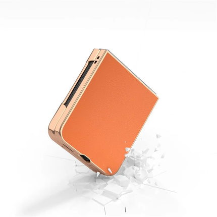 For Motorola Razr 50 5G Case Electroplating Edge PU Leather Coated PC Phone Cover