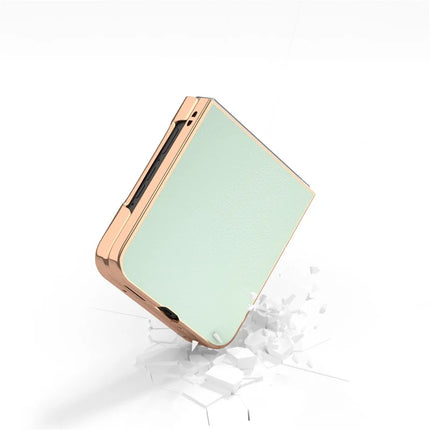 For Motorola Razr 50 5G Case Electroplating Edge PU Leather Coated PC Phone Cover
