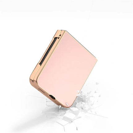For Motorola Razr 50 5G Case Electroplating Edge PU Leather Coated PC Phone Cover