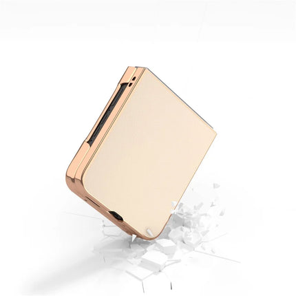 For Motorola Razr 50 5G Case Electroplating Edge PU Leather Coated PC Phone Cover