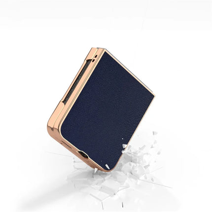 For Motorola Razr 50 5G Case Electroplating Edge PU Leather Coated PC Phone Cover
