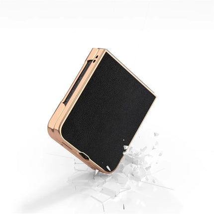 For Motorola Razr 50 5G Case Electroplating Edge PU Leather Coated PC Phone Cover