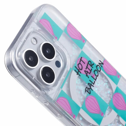 YOUNGKIT For iPhone 16 Pro Max Case Compatible with MagSafe Waterfall Quicksand PC+TPU Phone Cover -  Small Hot Air Balloon