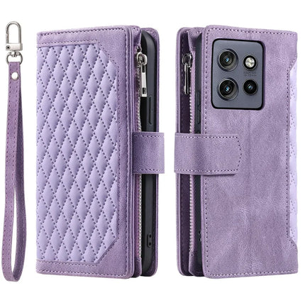 Style 005 For Motorola Edge 50 Neo 5G / Moto S50 5G / Thinkphone 25 5G Wallet Case Rhombus Stitching Line PU Leather Phone Cover