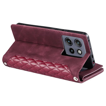 Style 005 For Motorola Edge 50 Neo 5G / Moto S50 5G / Thinkphone 25 5G Wallet Case Rhombus Stitching Line PU Leather Phone Cover