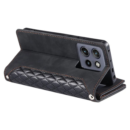Style 005 For Motorola Edge 50 Neo 5G / Moto S50 5G / Thinkphone 25 5G Wallet Case Rhombus Stitching Line PU Leather Phone Cover