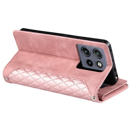 Style 005 For Motorola Edge 50 Neo 5G / Moto S50 5G / Thinkphone 25 5G Wallet Case Rhombus Stitching Line PU Leather Phone Cover
