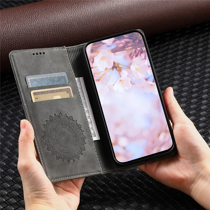 Style 010 For Motorola Moto G55 5G Case Mandala Pattern Magnetic Closing Leather Phone Cover