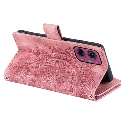Style 006 For Motorola Moto G55 5G Wallet Case PU Leather Phone Cover Mandala Flower Pattern