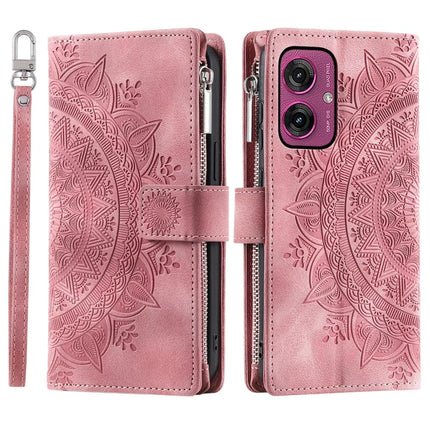 Style 006 For Motorola Moto G55 5G Wallet Case PU Leather Phone Cover Mandala Flower Pattern