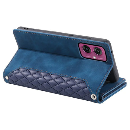 Style 005 For Motorola Moto G55 5G Wallet Case Rhombus Stitching Line PU Leather Phone Cover