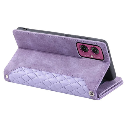 Style 005 For Motorola Moto G55 5G Wallet Case Rhombus Stitching Line PU Leather Phone Cover