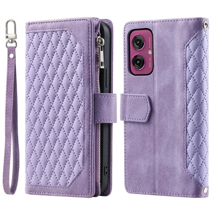 Style 005 For Motorola Moto G55 5G Wallet Case Rhombus Stitching Line PU Leather Phone Cover