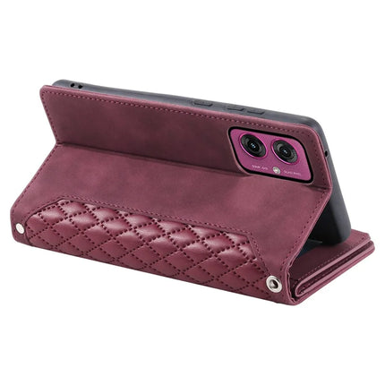 Style 005 For Motorola Moto G55 5G Wallet Case Rhombus Stitching Line PU Leather Phone Cover