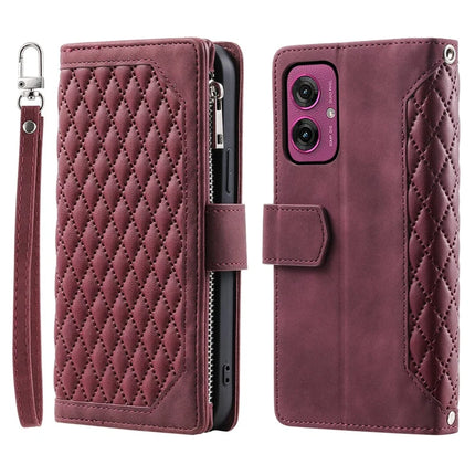 Style 005 For Motorola Moto G55 5G Wallet Case Rhombus Stitching Line PU Leather Phone Cover