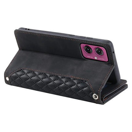 Style 005 For Motorola Moto G55 5G Wallet Case Rhombus Stitching Line PU Leather Phone Cover