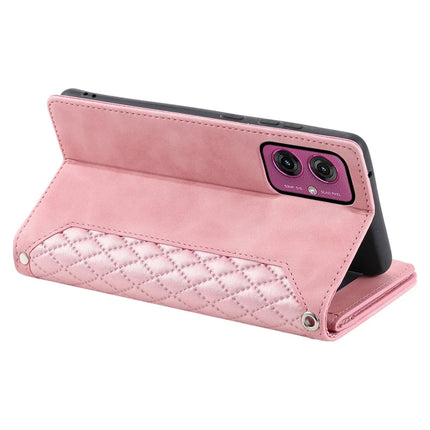 Style 005 For Motorola Moto G55 5G Wallet Case Rhombus Stitching Line PU Leather Phone Cover