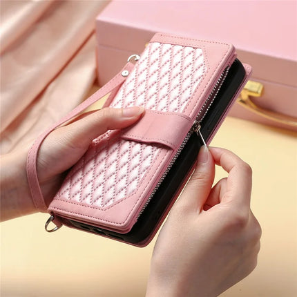 Style 005 For Motorola Moto G55 5G Wallet Case Rhombus Stitching Line PU Leather Phone Cover