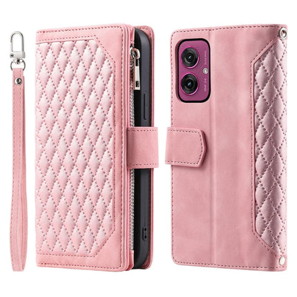 Style 005 For Motorola Moto G55 5G Wallet Case Rhombus Stitching Line PU Leather Phone Cover