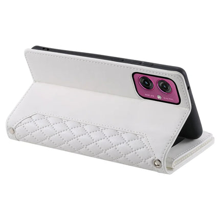 Style 005 For Motorola Moto G55 5G Wallet Case Rhombus Stitching Line PU Leather Phone Cover