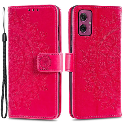 For Motorola Moto G55 5G Case Imprinted Totem PU Leather Wallet Stand Phone Cover - Rose