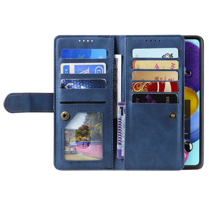 For Motorola Moto G55 5G Case PU Leather Phone Cover with Zipper Wallet 9 Card Slots