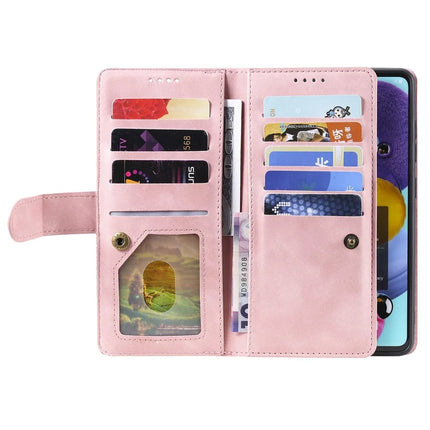 For Motorola Moto G55 5G Case PU Leather Phone Cover with Zipper Wallet 9 Card Slots