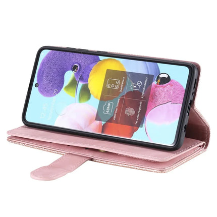 For Motorola Moto G55 5G Case PU Leather Phone Cover with Zipper Wallet 9 Card Slots